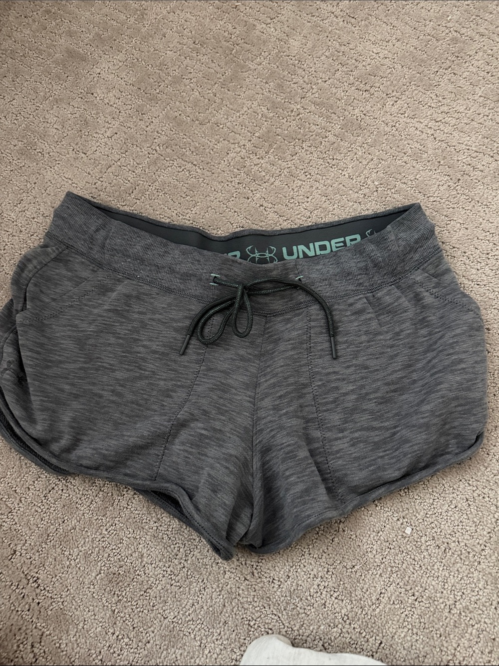 Under Armour Women’s Dark Gray Heather Athletic Shorts with Drawstring
